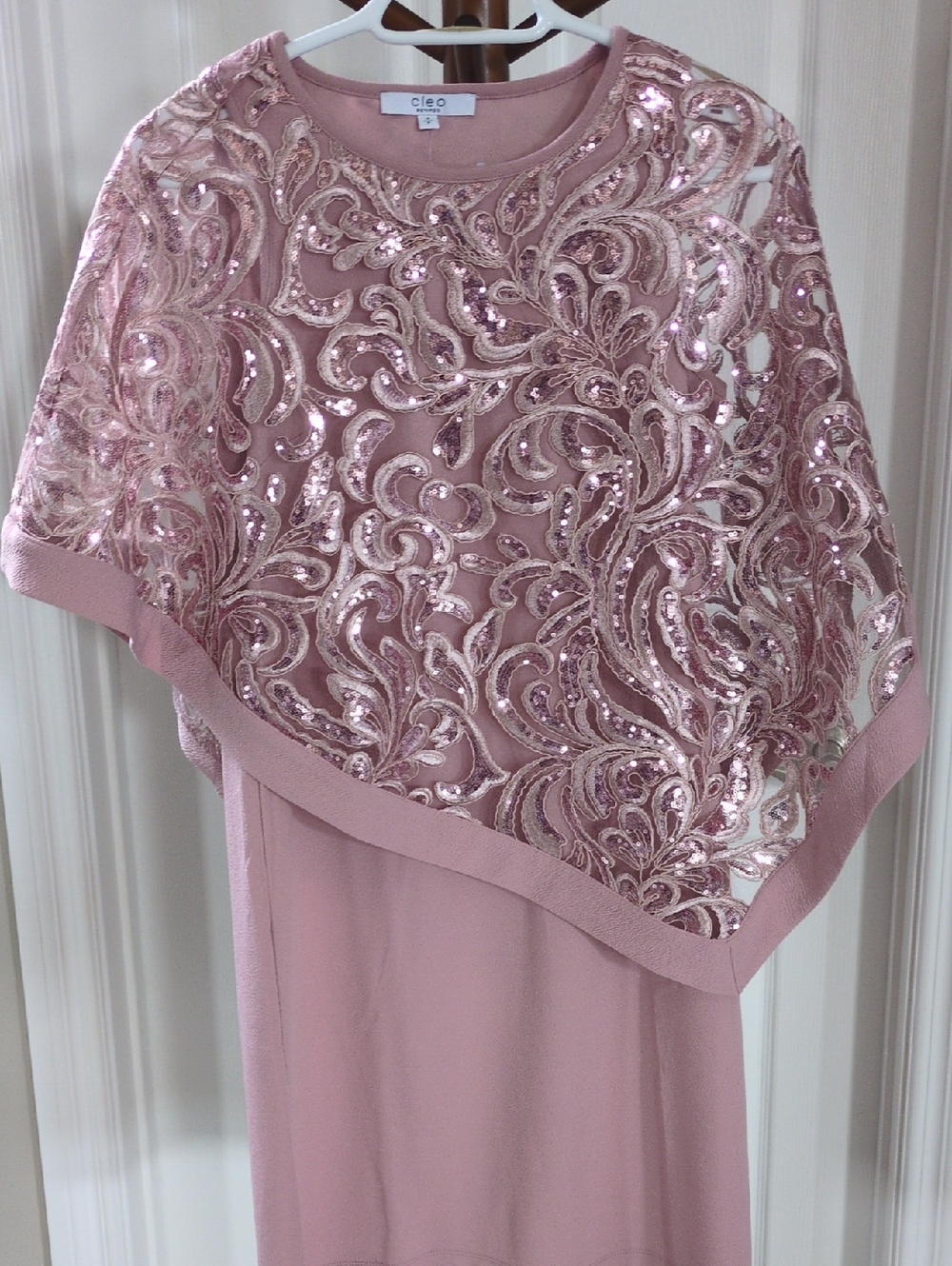 Cleo Rose Pink Sequin Cape Dress